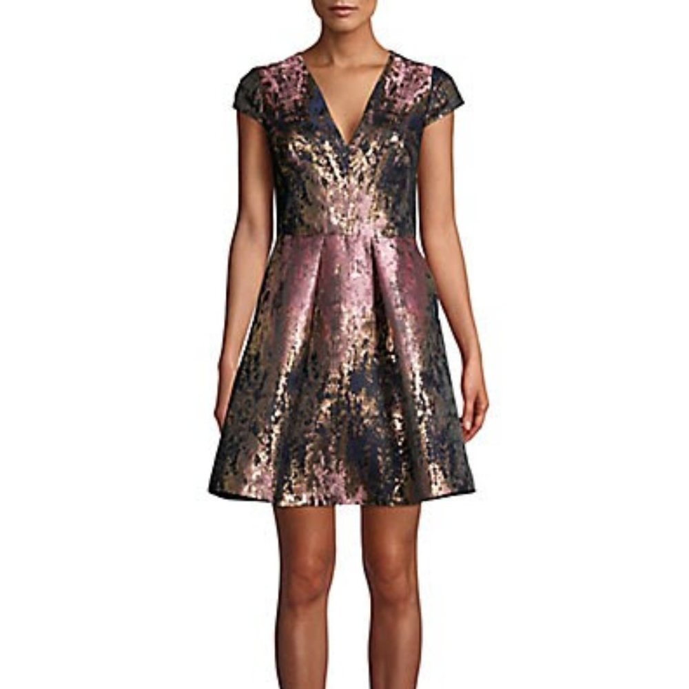 Vince Camuto Cap-sleeve Fit-and-flare Dress